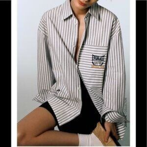 ZARA x EVERLAST Oversized Striped Shirt sz XS Extra Small  ZARA'S‎ First Colab!!